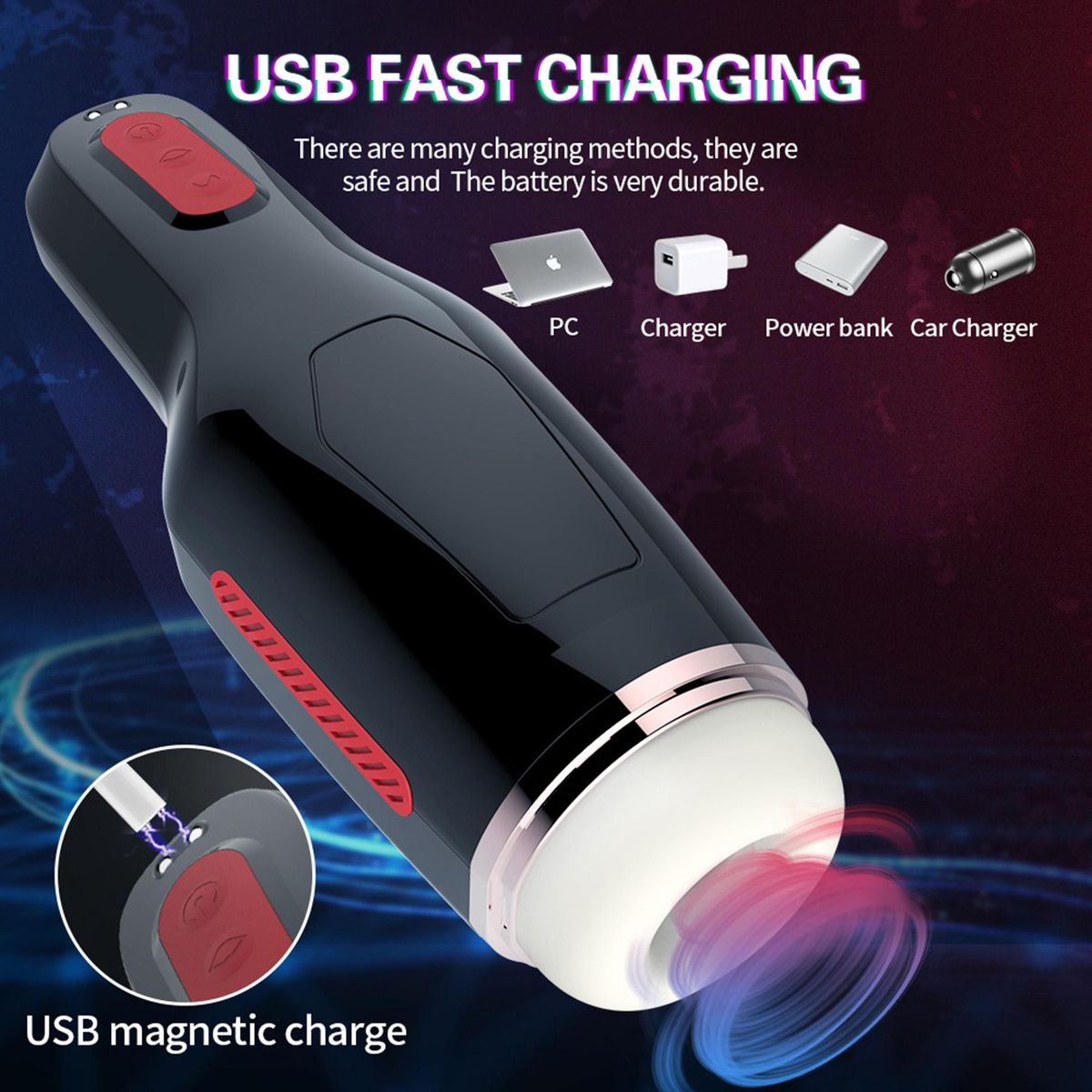 Men Masturbator Cup 5 Suction Modes 10 Frequency Vibration Soft Glue 360 Degrees Wrapped Portable Size