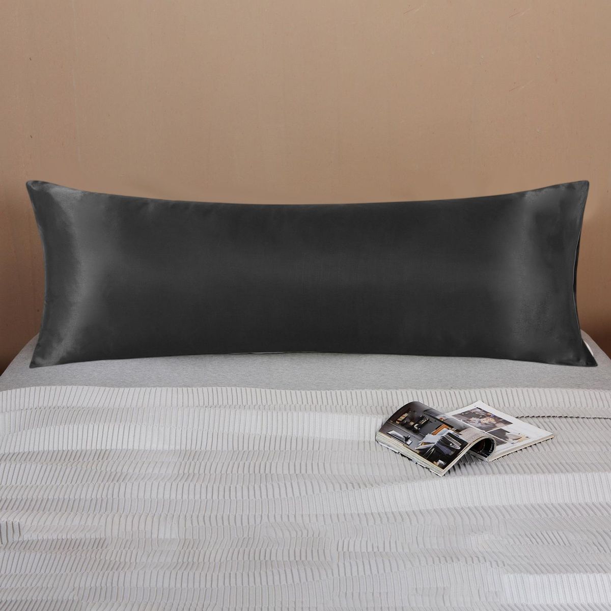 Satin Body Pillow Cover Cool Silk Pillowcase For Bedroom Skin Black