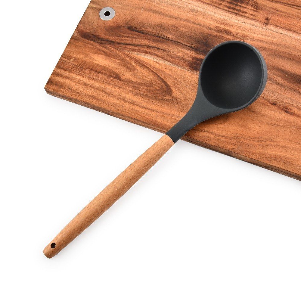 Silicone Kitchen Utensil Set 11 Pcs Beech Wooden Handle