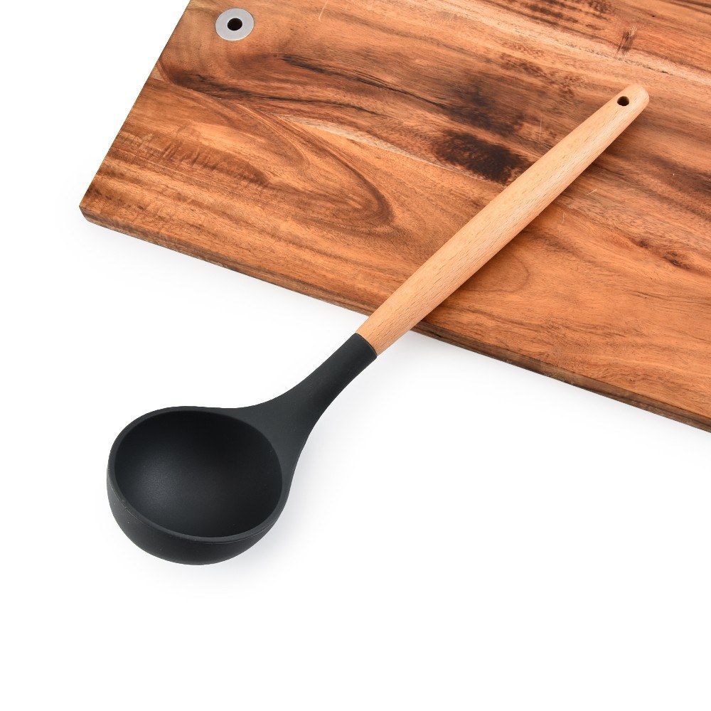 Silicone Kitchen Utensil Set 11 Pcs Beech Wooden Handle