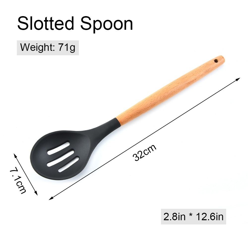 Silicone Kitchen Utensil Set 11 Pcs Beech Wooden Handle