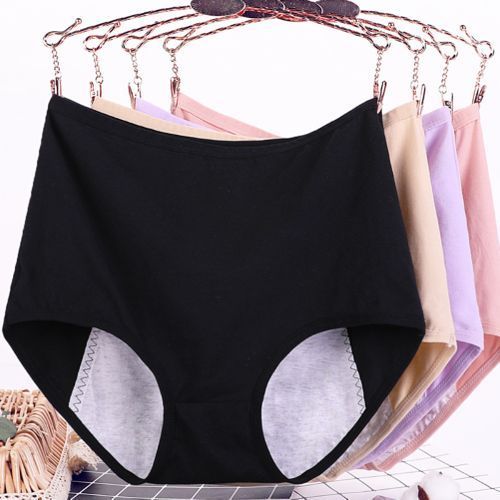Women High Waist Menstrual Period Leak Proof Underwear Cotton Briefs-Purple