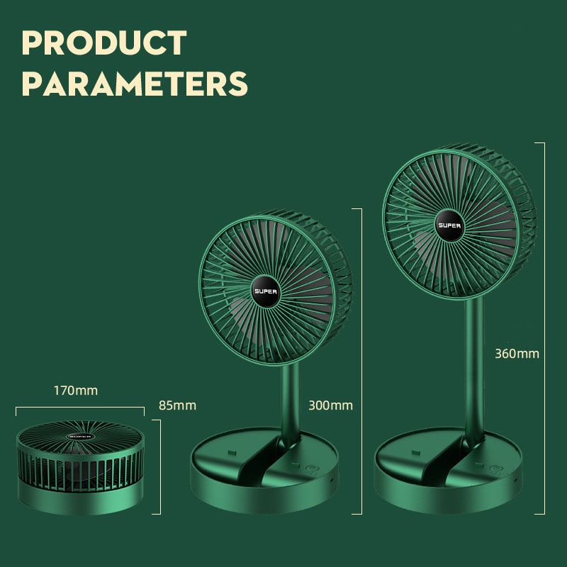 USB Rechargeable 3-speed Portable Mini Fan - Green
