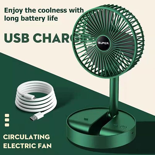 USB Rechargeable 3-speed Portable Mini Fan - Green