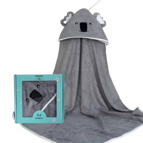 Bubbas - Bamboo Infant To Toddler Hooded Towel - Kaola - Grey