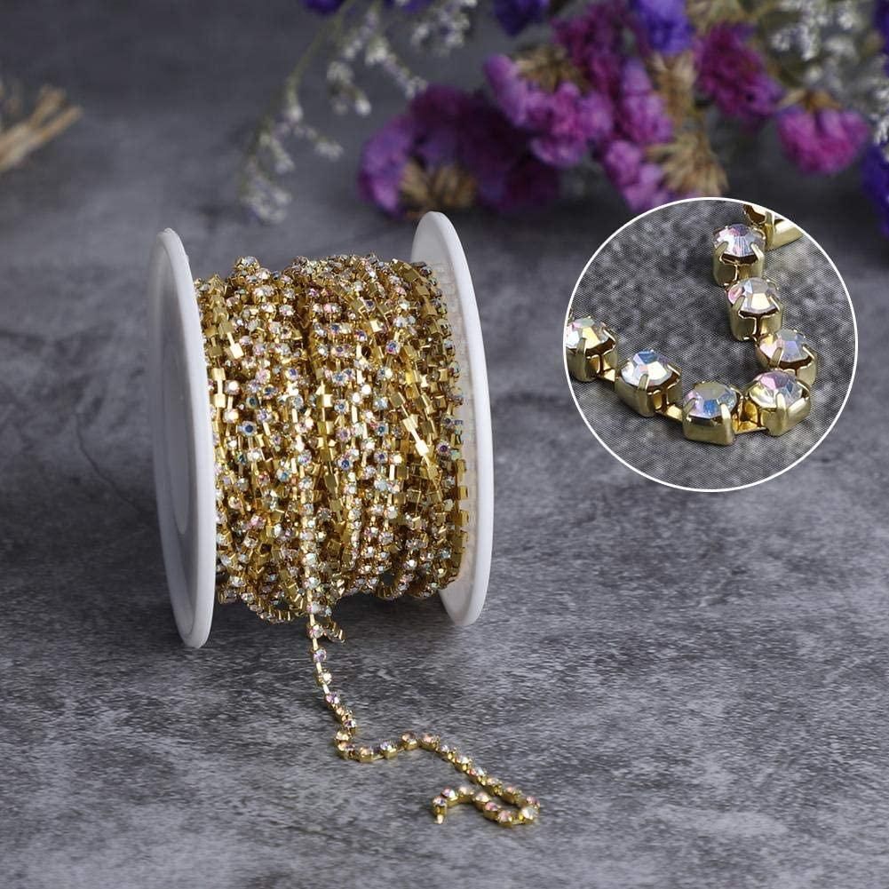 1 Roll Rhinestone Chain Gold/Silver Crystal Chain DIY Necklace Jewelry Phone Case Dress Wedding Decoration 3.6mm