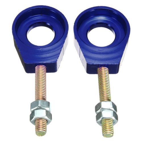 2x 15mm Wheel Axle Tensioners Chain Adjusters All Blue (blue