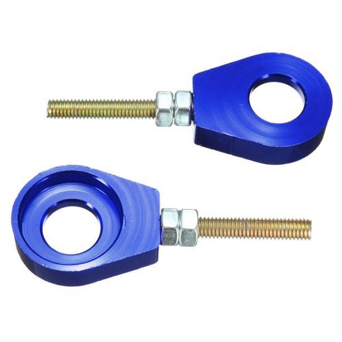 2x 15mm Wheel Axle Tensioners Chain Adjusters All Blue (blue