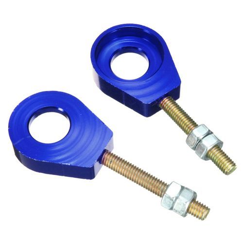 2x 15mm Wheel Axle Tensioners Chain Adjusters All Blue (blue