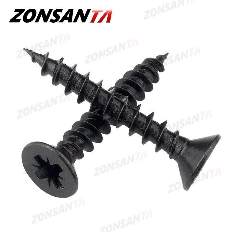 ZONSANTA 50Pcs M1.4 M1.7 M2 M2.3 M2.6 M3 M4 Carbon Steel Black Cross Recessed Countersunk Flat Head Tapping Screws Wood Screw-25mm