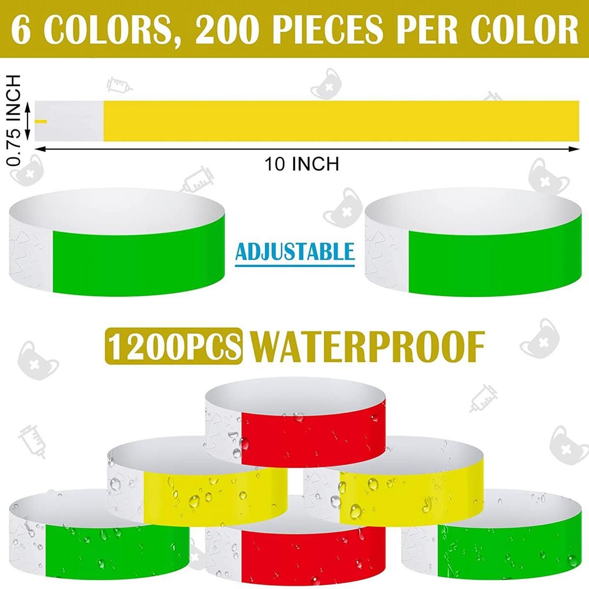 600Pcs Waterproof Hand Bands Neon Wrist Bands for Events Concert