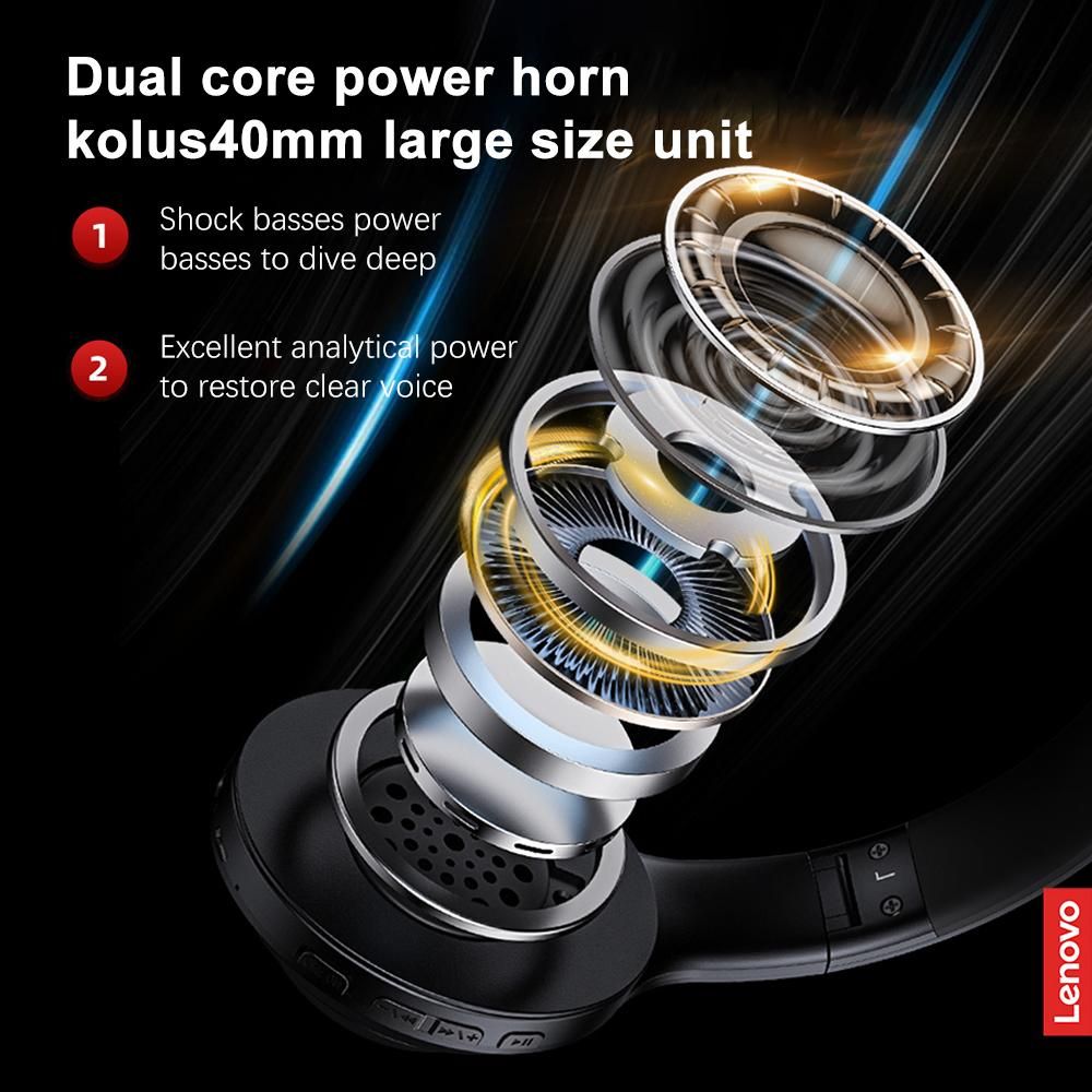 Lenovo TH10 Wireless Headphones BT5.1 Headphones with 300mAh Charging Box Compatible with Windows/Android/I0S Systems Perfect for Gaming and Music Lovers