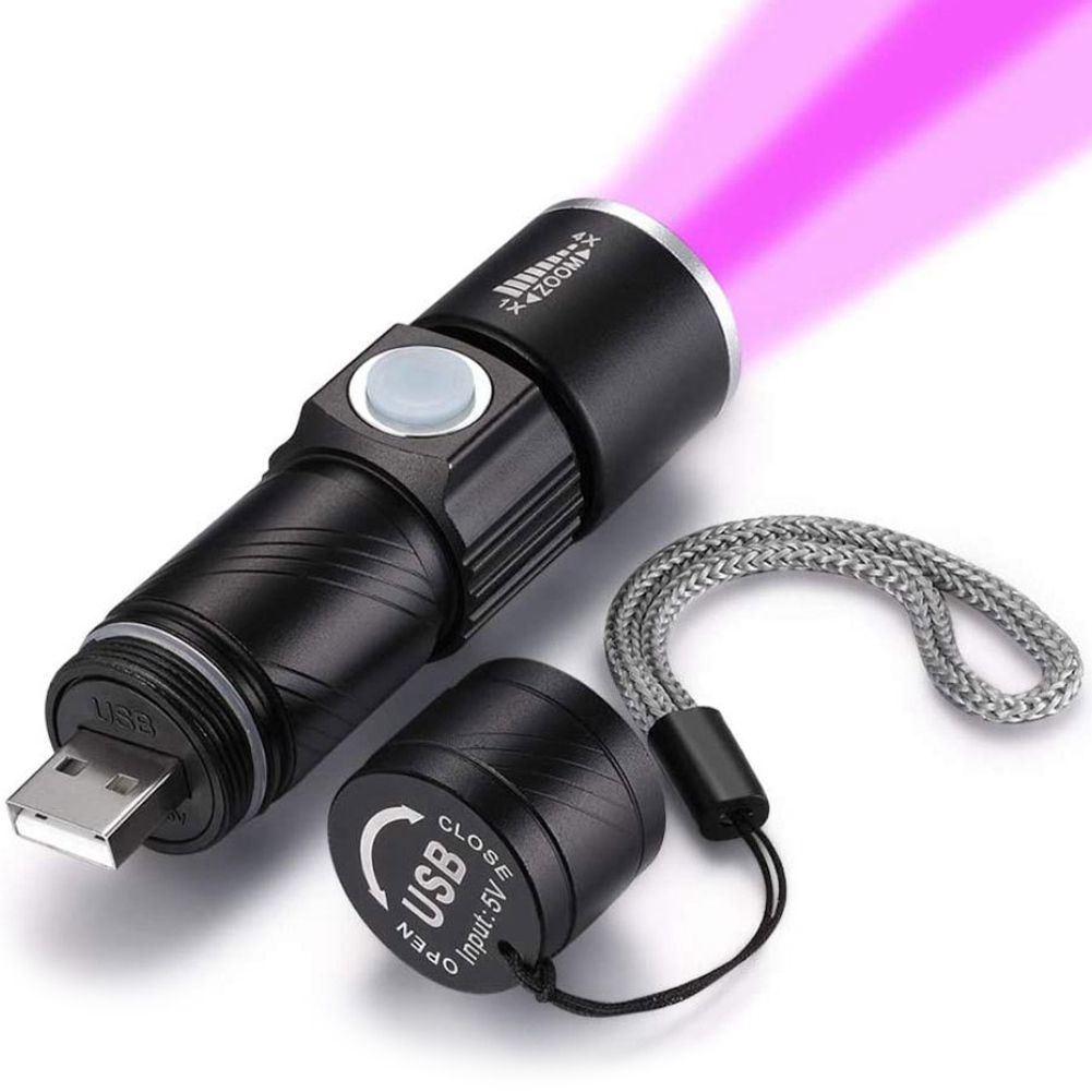 395Nm UV Light Flashlight Blacklight USB Rechargeable