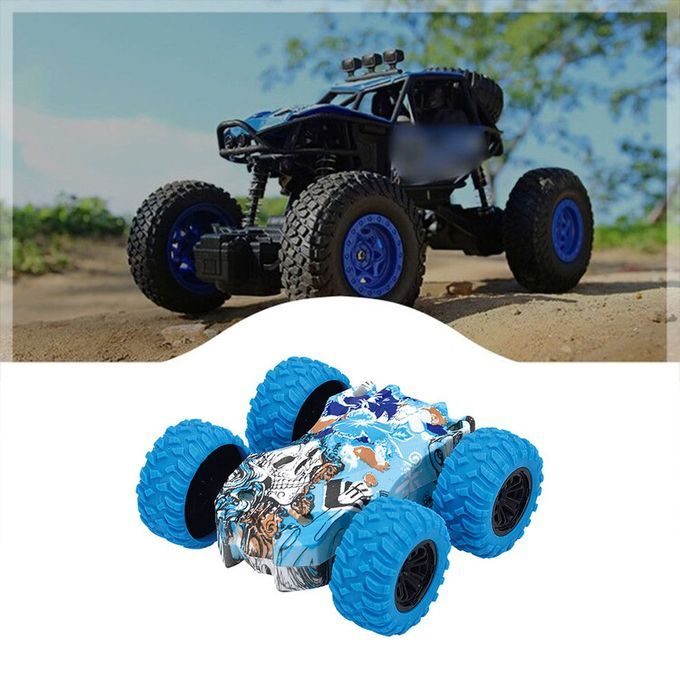 Inertia Four-Wheel-Drive Model  Ar Off-Road Vehi Le Double-sided Tru K Toy  Ar-blue