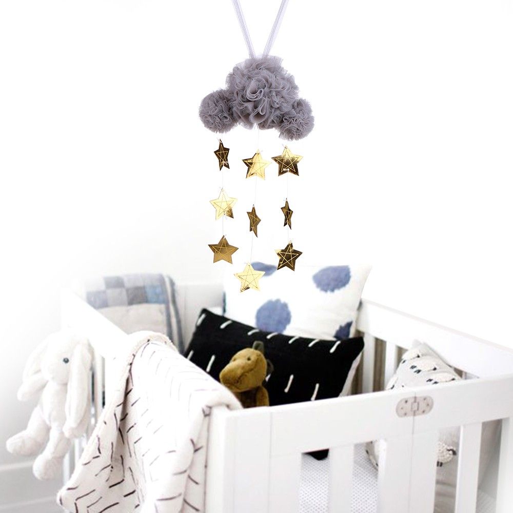 Baby Nursery Ceiling Mobile Decoration Mesh Cloud And Stars