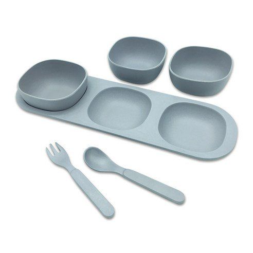 Le Detail Triple Bowl + Bamboo Spoon Fork Baby Tableware Set