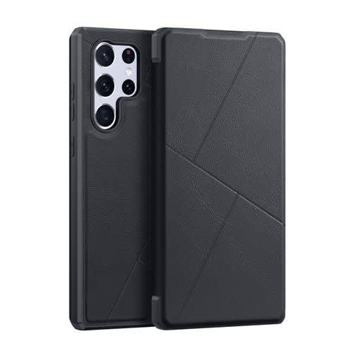 Leather Flip Case For Samsung S22 Ultra Black