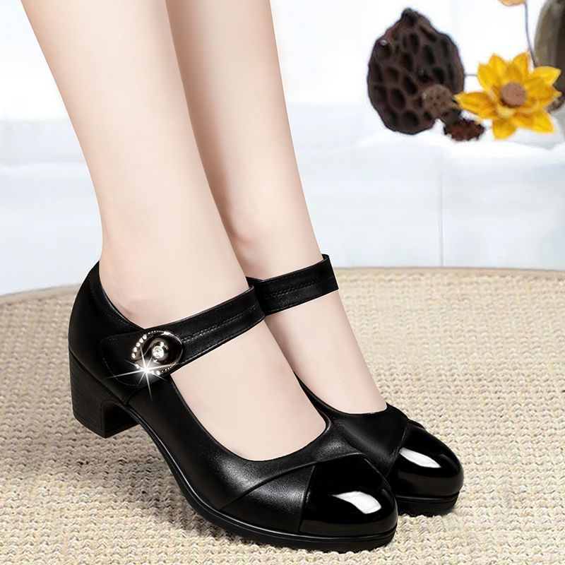 (Burgundy)women Light Weight  Red Office Square Heel Pumps Lady Casual High Quality Black Pu L JIN