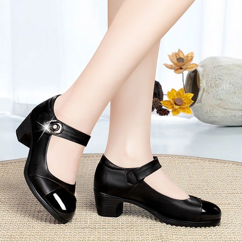 (Burgundy)women Light Weight  Red Office Square Heel Pumps Lady Casual High Quality Black Pu L JIN