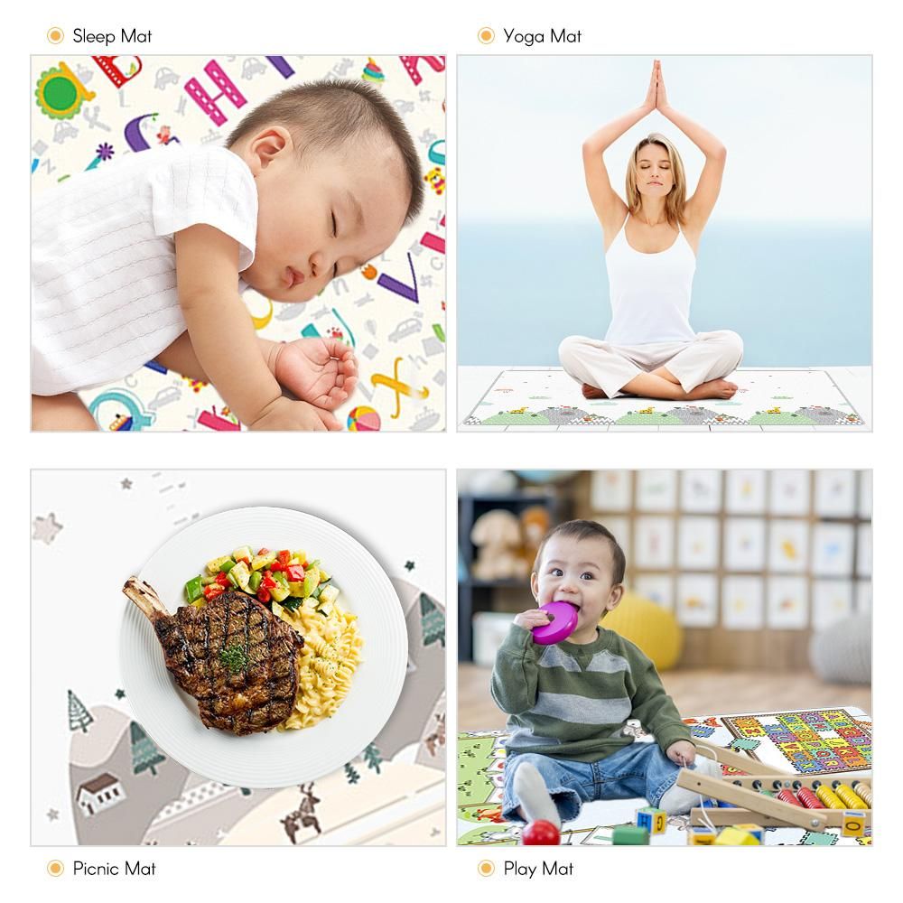 Baby Play Mat Floor Mat Large Baby Crawling Mats 71 Inch x 59 Inch Waterproof Reversible Foldable Foam Playmat with Covered Edge Storage Bag for Infants Toddlers Kids