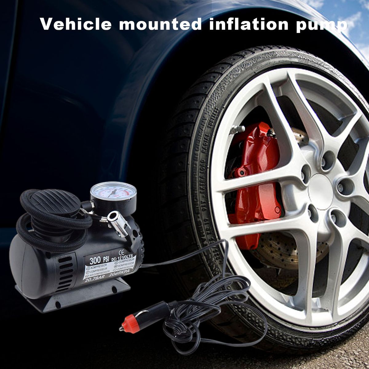 Portable Car Air Pump Auto 300psi 12v Mini Air Compressor Car Electric Pump Mini Air Compressor Inflator For Bicycle Tires Ball