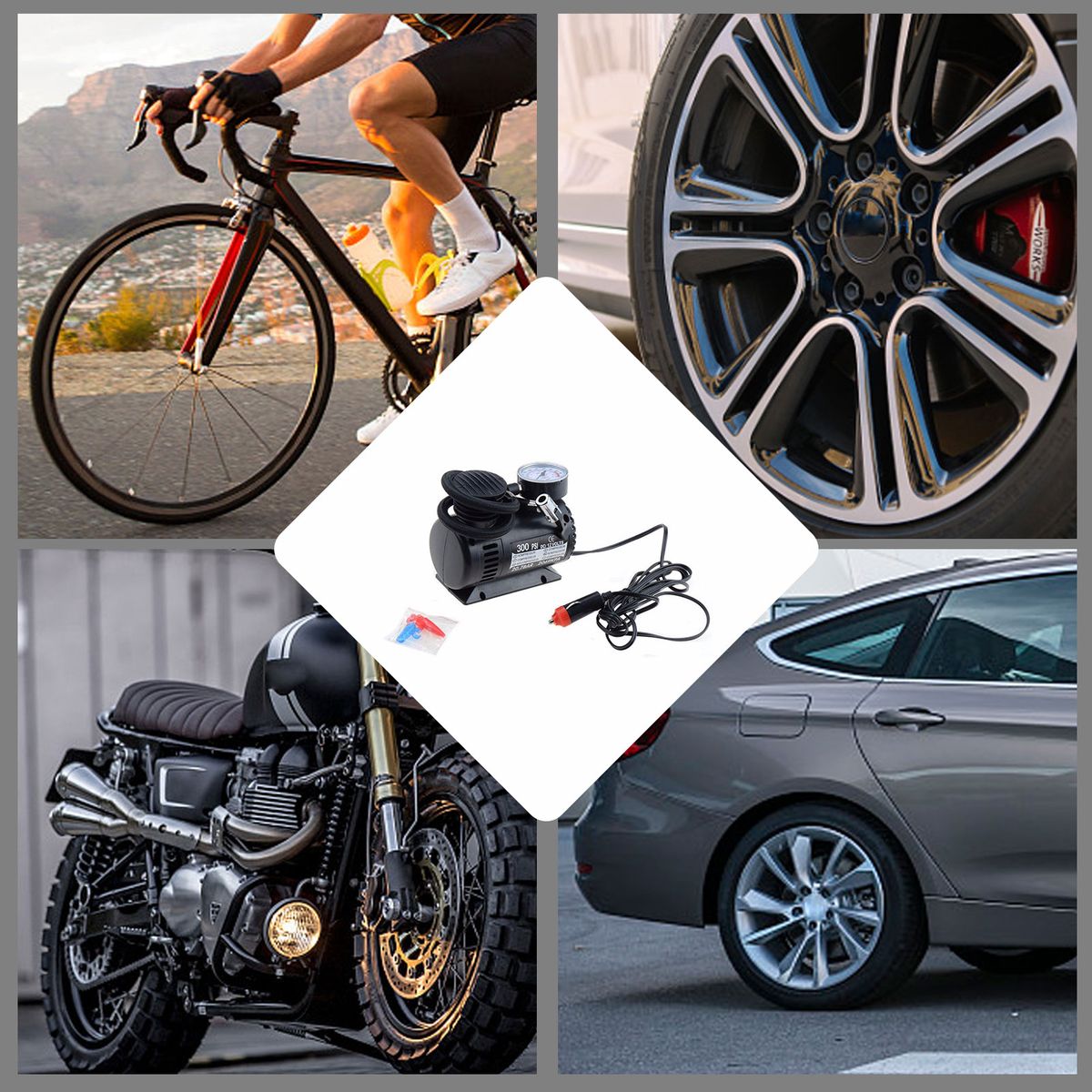Portable Car Air Pump Auto 300psi 12v Mini Air Compressor Car Electric Pump Mini Air Compressor Inflator For Bicycle Tires Ball