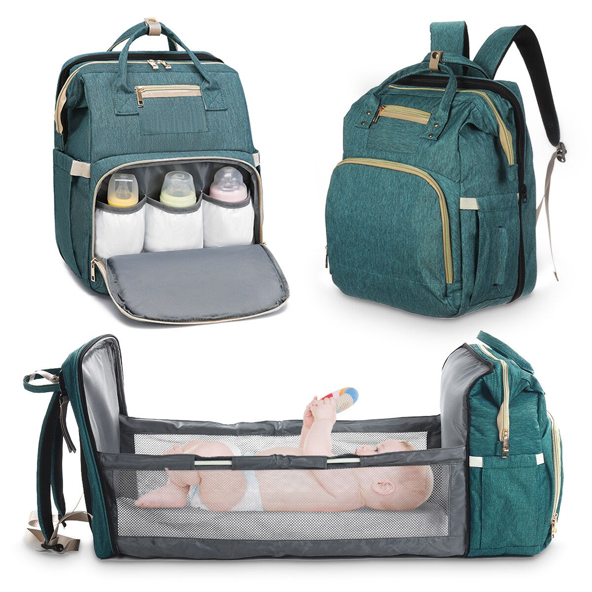 Multifunctional Foldable Baby Sleep Infant Bed Bag Travel Crib Portable Diaper Green