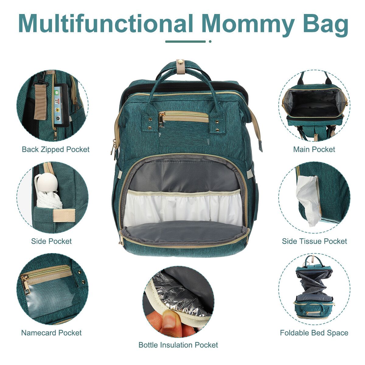 Multifunctional Foldable Baby Sleep Infant Bed Bag Travel Crib Portable Diaper Green