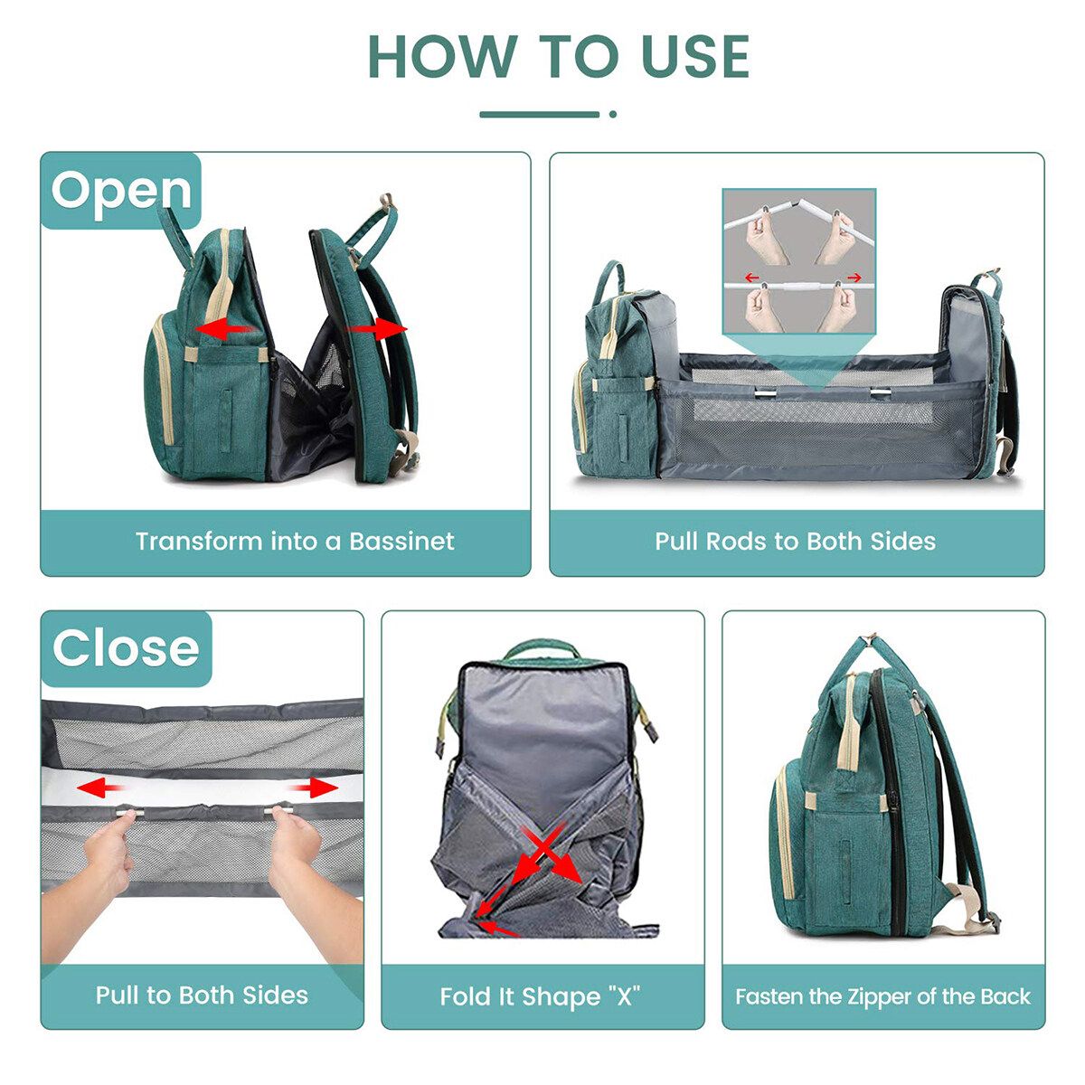 Multifunctional Foldable Baby Sleep Infant Bed Bag Travel Crib Portable Diaper Green