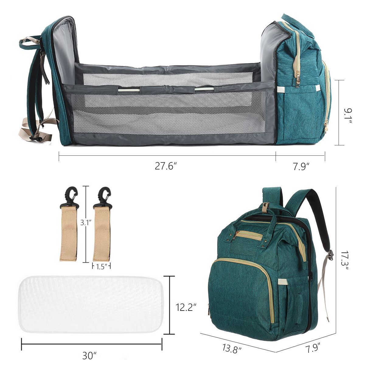 Multifunctional Foldable Baby Sleep Infant Bed Bag Travel Crib Portable Diaper Green
