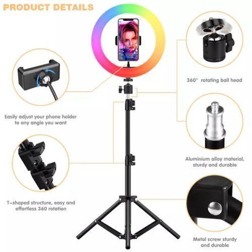 10" Inches RGB LED Selfie Ring Light With Tripod Stand