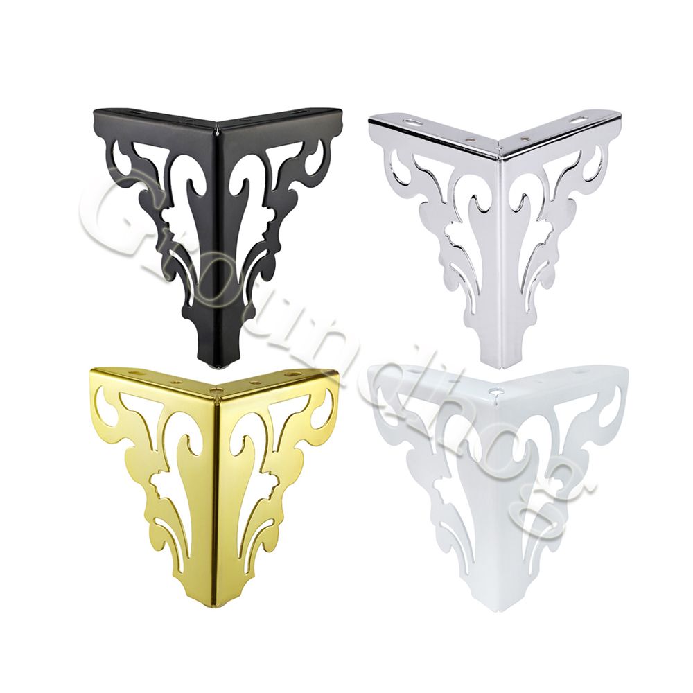 4Pcs/Set Metal Polished Sofa Chair Legs 15/12cm Modern Hollow Patten Table Cabinet Bed Feet Furniture Accessories-Golden 12cm