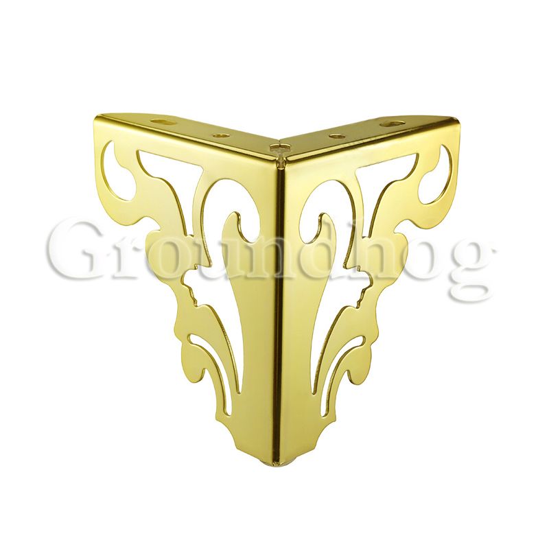 4Pcs/Set Metal Polished Sofa Chair Legs 15/12cm Modern Hollow Patten Table Cabinet Bed Feet Furniture Accessories-Golden 12cm