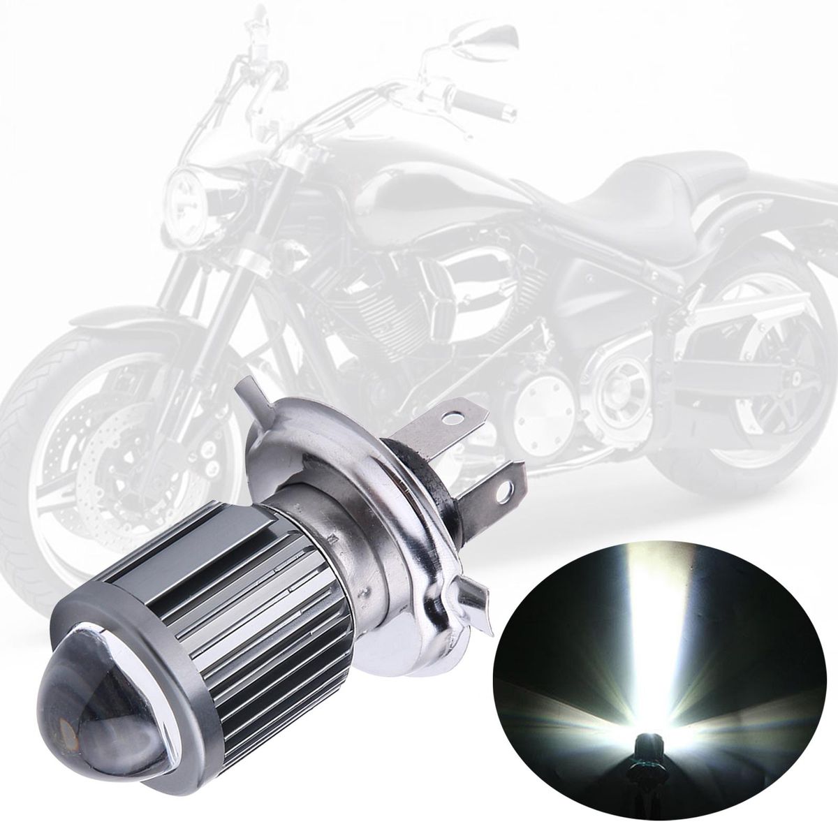 Motorcycle  Bulbs With Lens, 1080  H4 White