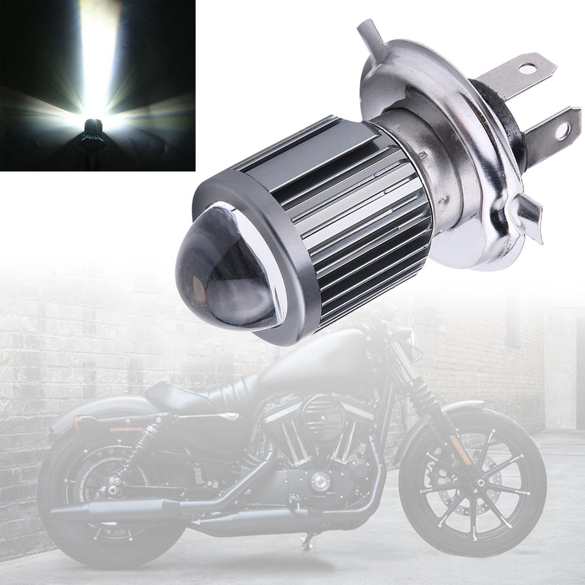 Motorcycle  Bulbs With Lens, 1080  H4 White