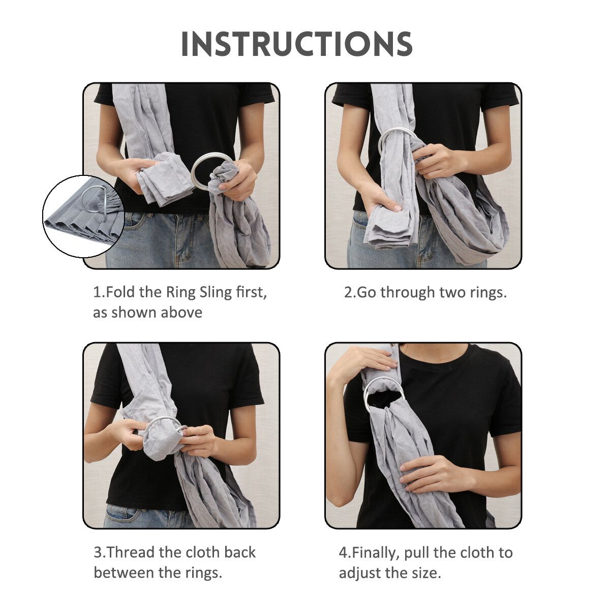 Fabric Breathable Baby Ring Sling Carrier Wrap For Newborns For Girls And