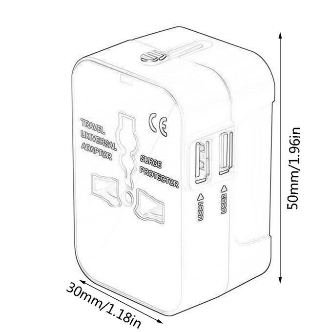 WTA- 2U 2USB Multifun Tional Travel Swit H Plug  Onversion EU Plug  Onverter-green-US/EU/UK/AU