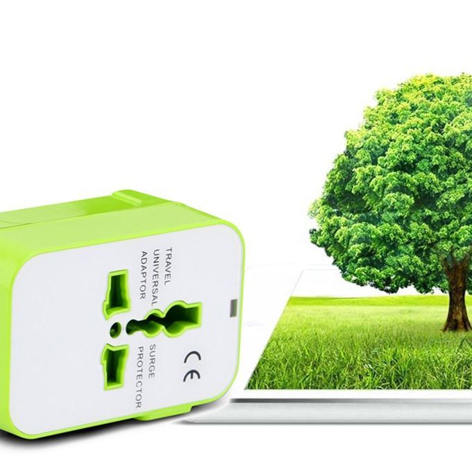 WTA- 2U 2USB Multifun Tional Travel Swit H Plug  Onversion EU Plug  Onverter-green-US/EU/UK/AU