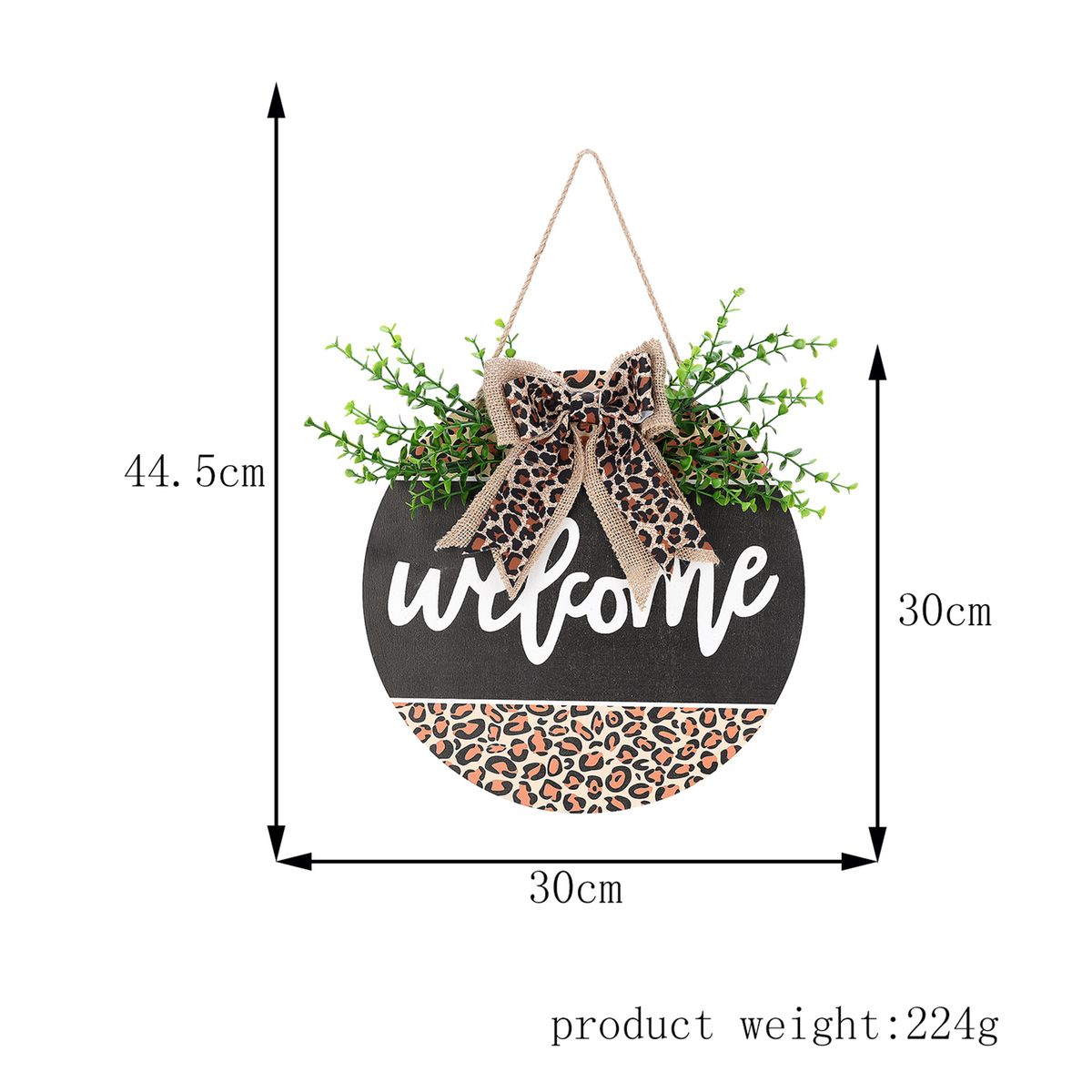 Welcome Door Pendant Wooden Doorplate Leopard Print Pattern