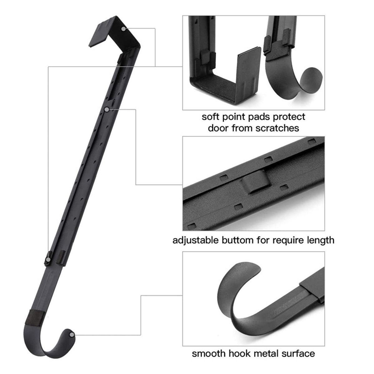 Versatile Metal Door Hanger Space-saving Organizer for Christmas Black