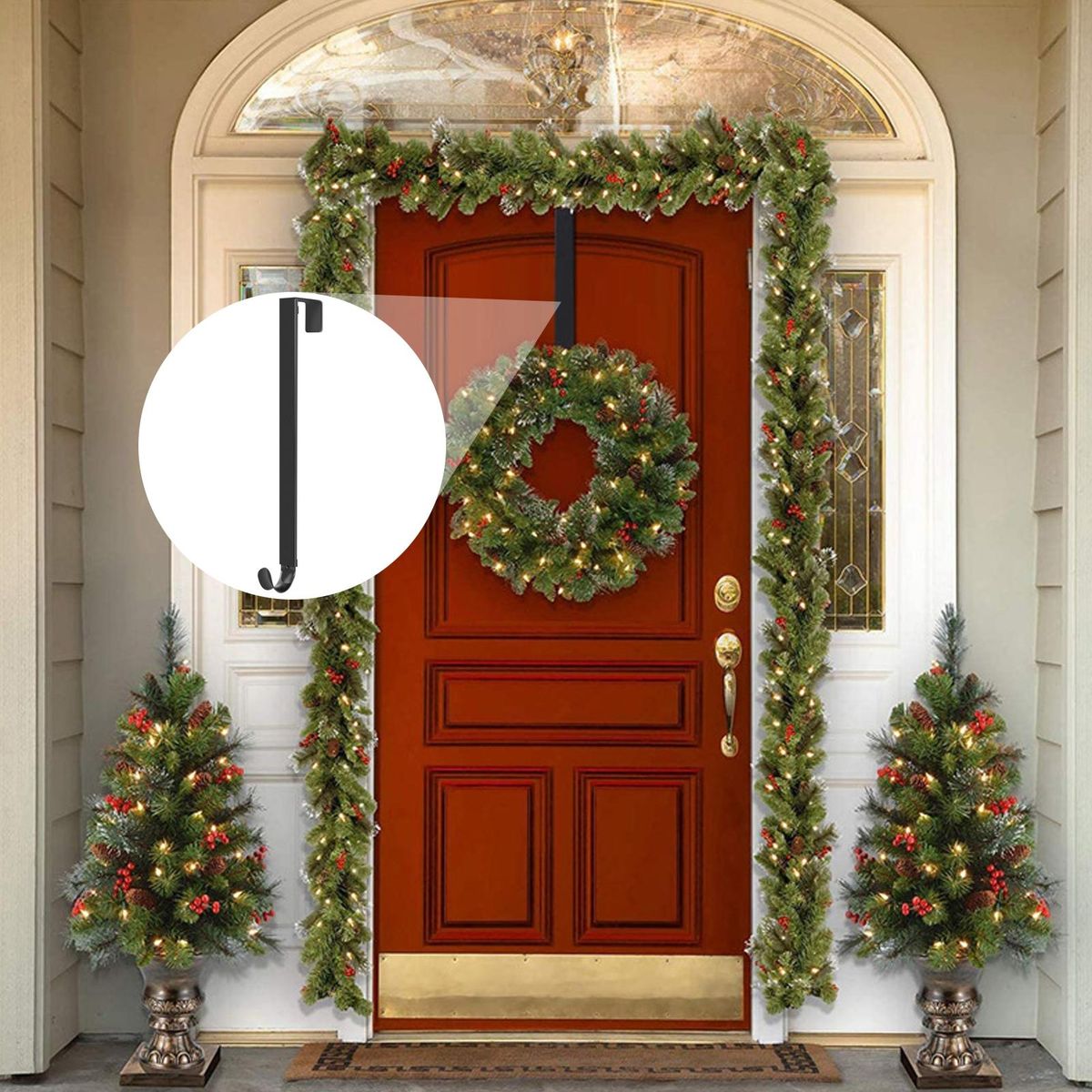 Versatile Metal Door Hanger Space-saving Organizer for Christmas Black