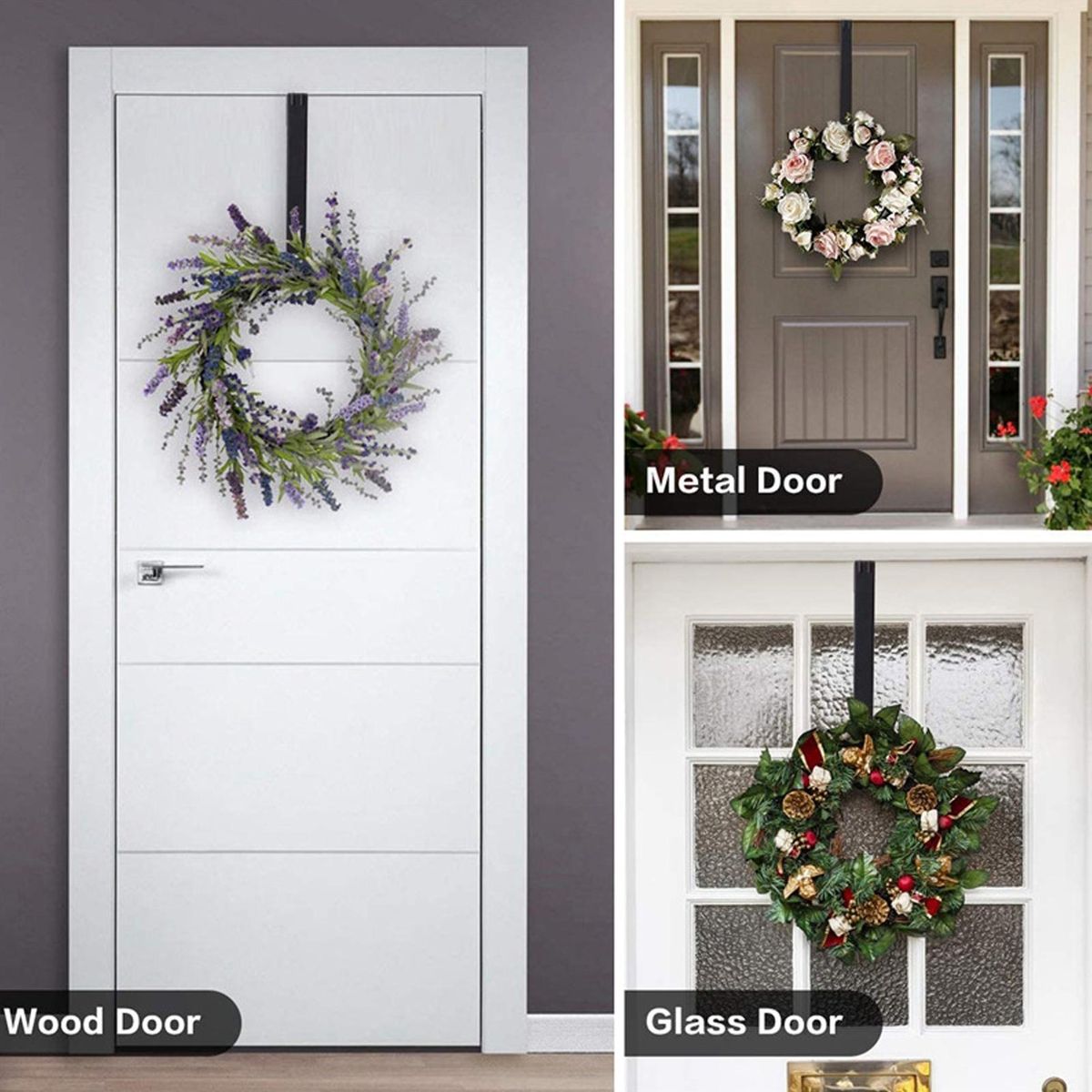 Versatile Metal Door Hanger Space-saving Organizer for Christmas Black