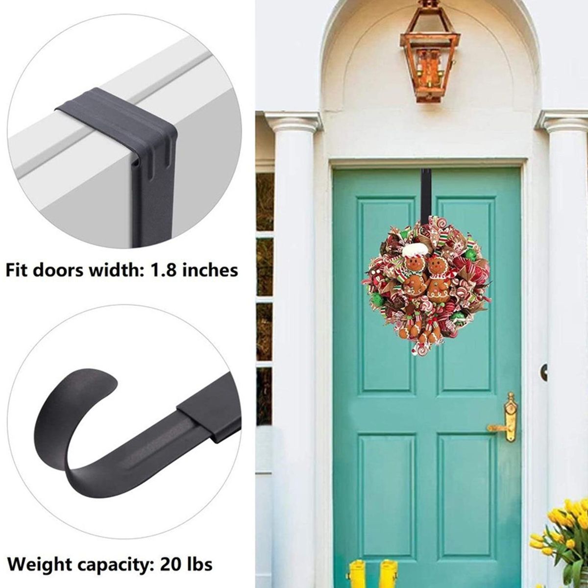 Versatile Metal Door Hanger Space-saving Organizer for Christmas Black