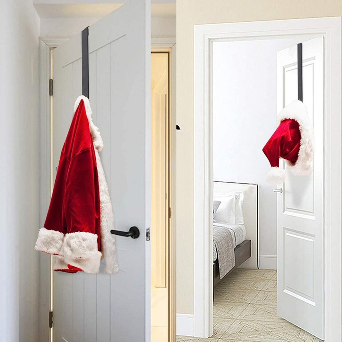 Versatile Metal Door Hanger Space-saving Organizer for Christmas Black