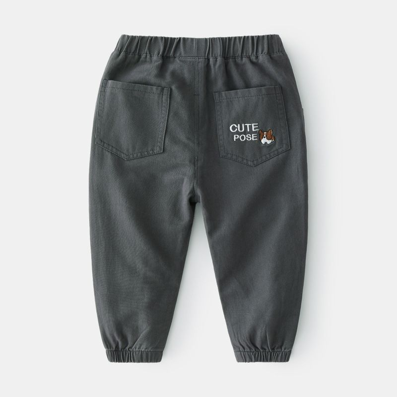 100% Cotton Kids Boys Casual Cargo Pants-Black