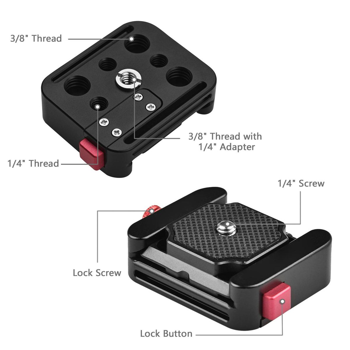 Andoer Quick Release Plate Mount Adapter with Arca Swiss Standard Mount 1/4-inch Interface for Tripod Camera Stabilizer Slider Mounting