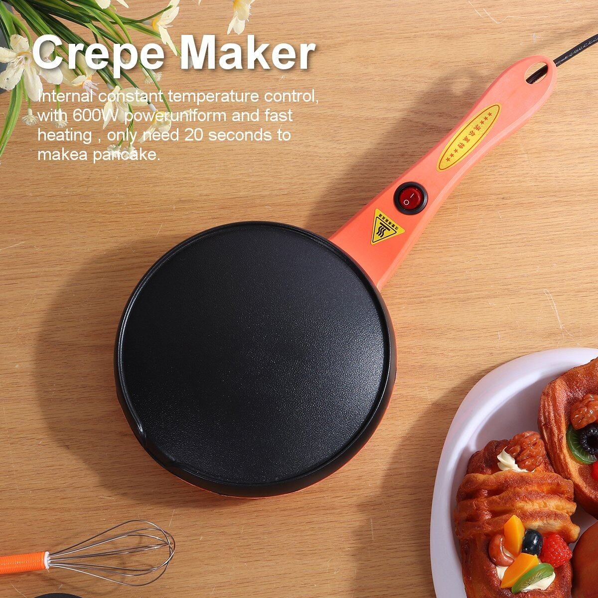 18cm 220V Electric Crepe Maker Non Stick Baking Pancake Fry Griddle Machine Kitchen Small Kitchen Appliances Set 1