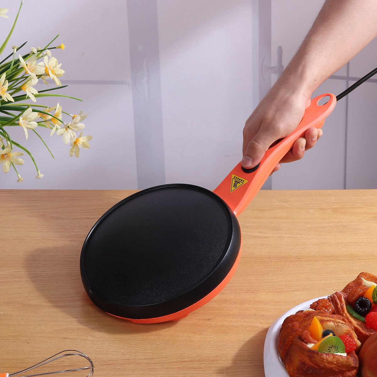 18cm 220V Electric Crepe Maker Non Stick Baking Pancake Fry Griddle Machine Kitchen Small Kitchen Appliances Set 1
