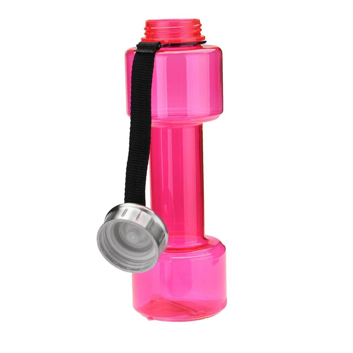 Rose Water Bottle 750ML Dumbbell Shaped Sport Drink Exercise Gym Protein Shake Weight Rose