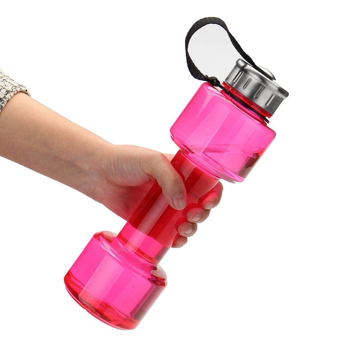 Rose Water Bottle 750ML Dumbbell Shaped Sport Drink Exercise Gym Protein Shake Weight Rose